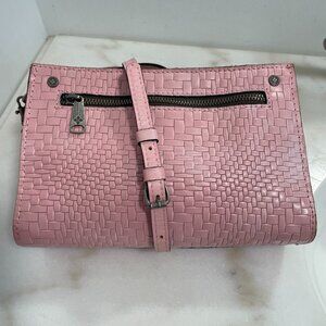 Patricia Nash Turati Woven Leather Crossbody in Pink